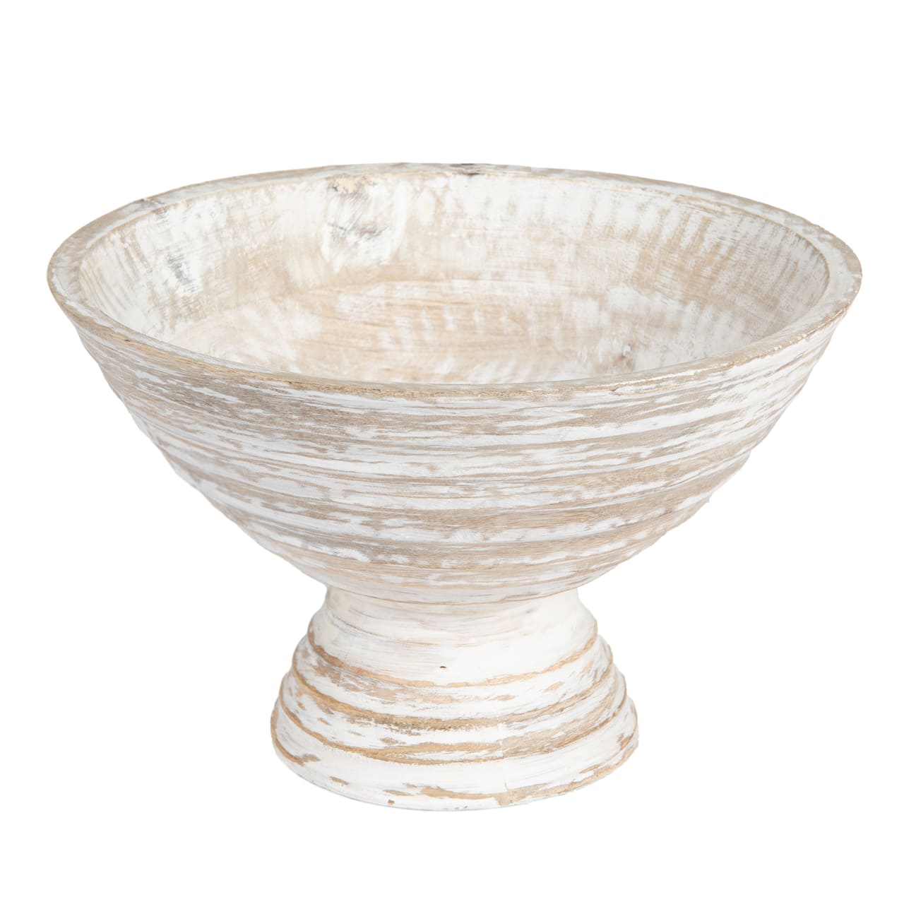 Hello Honey® 9.75" Ridged Mango Wood Footed Bowl